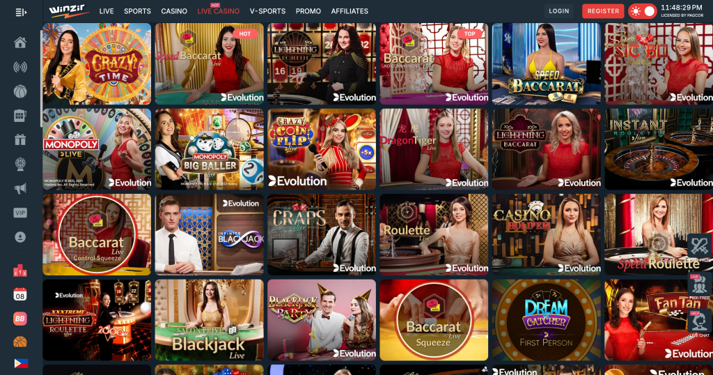 WinZir Live Casino Games